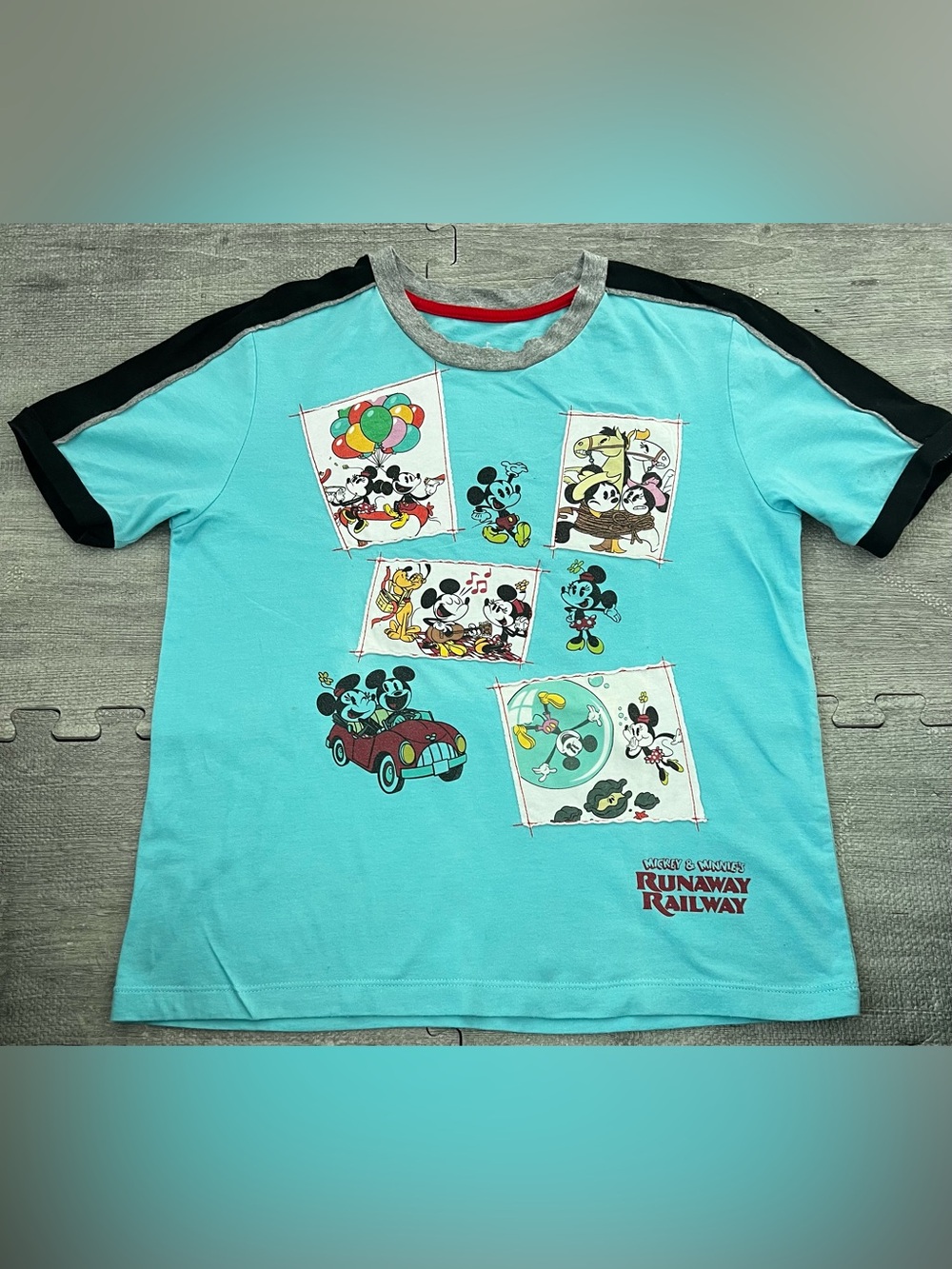 Disney Mickey & Minnie Runaway Railway Graphic T-Shirt Blue Kids Unisex S